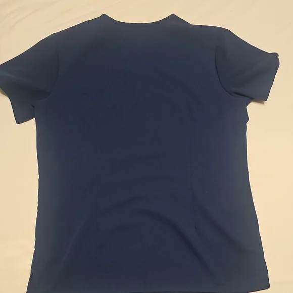 Figs Deep Blue Scrub Set with Bright Orange Accent - Picture 4 of 5